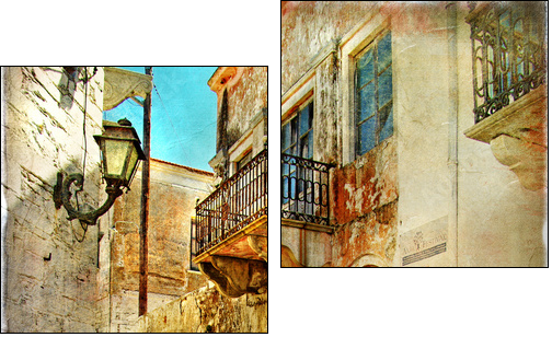 pictorial old streets of Greece - Two-piece canvas, Diptych