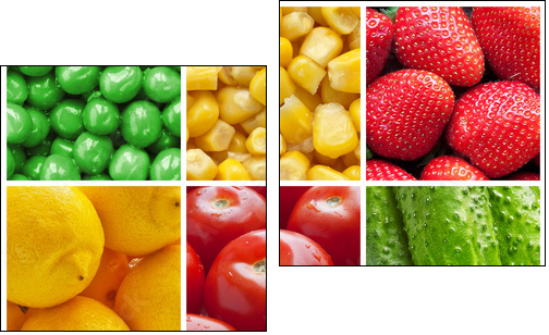 Fresh fruits and vegetables collage - Two-piece canvas, Diptych