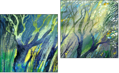 The drawn wood - Two-piece canvas, Diptych