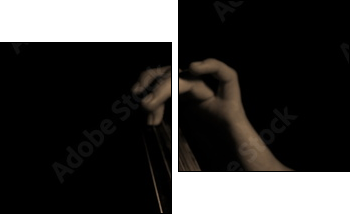 Musician playing contrabass - Two-piece canvas, Diptych