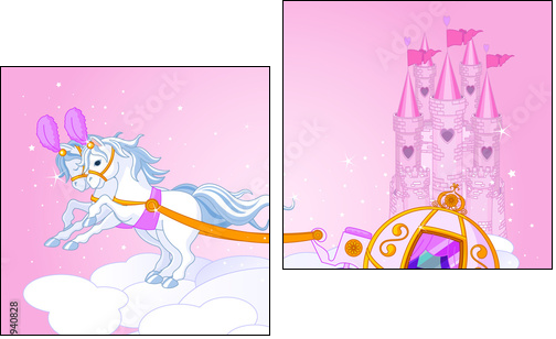 Sky carriage illustration - Two-piece canvas, Diptych