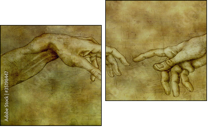 After Michelangelo - Adam and God - Two-piece canvas, Diptych