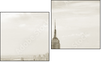 Manhattan panorama in sepia - Two-piece canvas, Diptych