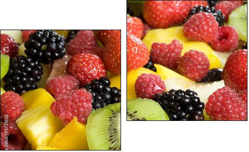Delicious fruit salad served in a bowl - Two-piece canvas, Diptych