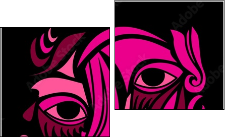 Funky Abstract Art Face - Two-piece canvas, Diptych