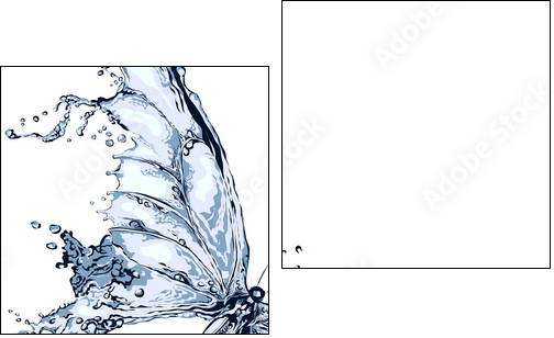 Water splash butterfly 2 - Two-piece canvas, Diptych