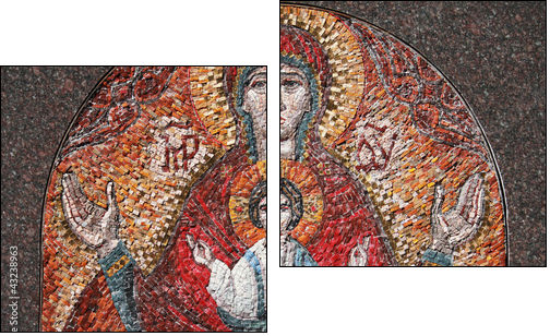 art mosaics icon of Virgin Mary and Jesus Christ - Two-piece canvas, Diptych