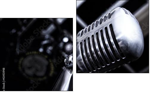 Retro Mikrofon - Two-piece canvas, Diptych