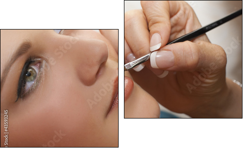 Atelier maquillage - portrait d'une ado se faisant maquiller - Two-piece canvas, Diptych