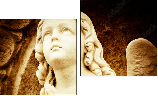 Praying angel in sepia shades - Two-piece canvas, Diptych