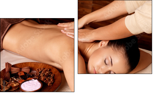Woman having massage in the spa salon - Two-piece canvas, Diptych