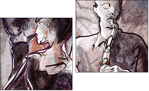 Jazz band with dancers - Two-piece canvas, Diptych