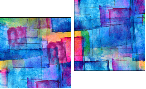 seamless blue cubism abstract art texture watercolor wallpaper b - Two-piece canvas, Diptych