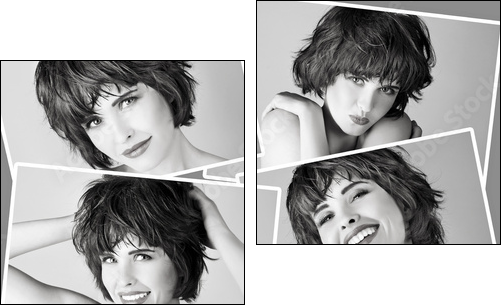 Collage with young beautiful woman - Two-piece canvas, Diptych