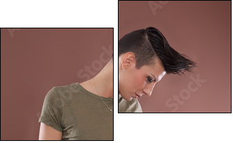 modella con acconciatura a cresta - Two-piece canvas, Diptych