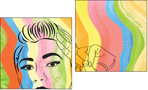 vintage pop art girl - Two-piece canvas, Diptych