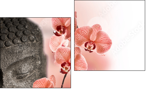 Bouddha et orchidÃ©e rouge - Two-piece canvas, Diptych