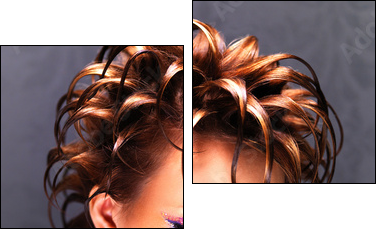 Beautiful woman with fashion  hairstyle and pink makeup - Two-piece canvas, Diptych