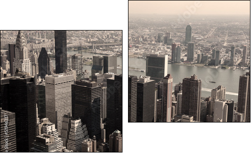 Skyline of Manhattan - sepia image - Two-piece canvas, Diptych