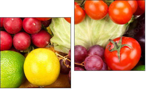 bright background  of vegetables and fruits - Two-piece canvas, Diptych