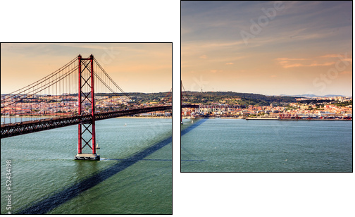 Bridge of 25th of April, Lisbon - Two-piece canvas, Diptych