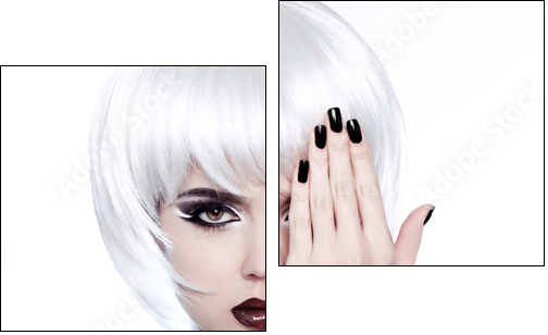Vogue Style Woman. Fashion Beauty Woman Portrait with White Shor - Two-piece canvas, Diptych