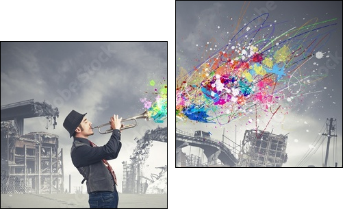 Trumpeter - Two-piece canvas, Diptych