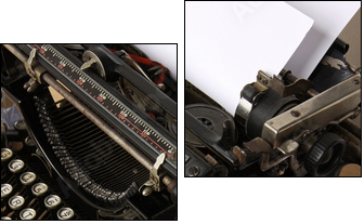 Typewriter with paper scattered - conceptual image - Two-piece canvas, Diptych