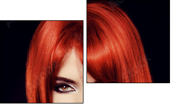 Hair. Healthy Straight Long Red Hair. Fashion Beauty Model. Sexy - Two-piece canvas, Diptych