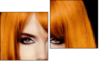 Fashion Portrait Of Beautiful Girl. Vogue Style Woman. Hairstyle - Two-piece canvas, Diptych