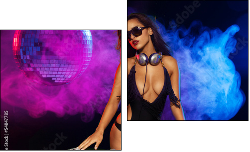 Glamorous sexy busty DJ - Two-piece canvas, Diptych