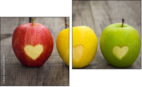 Apples with engraved hearts - Two-piece canvas, Diptych