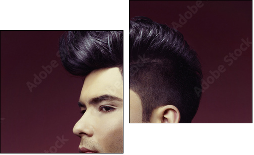 Man with stylish haircut - Two-piece canvas, Diptych