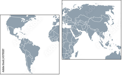 weltkarte, world map - Two-piece canvas, Diptych