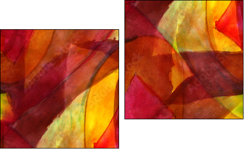 seamless cubism red, yellow abstract art Picasso texture waterco - Two-piece canvas, Diptych