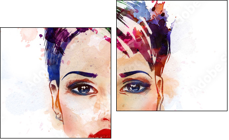 Fashion illustration of the beautiful girl - Two-piece canvas, Diptych
