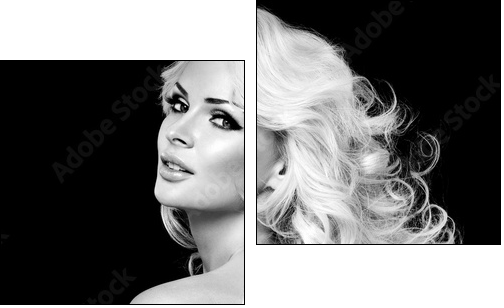 beautiful blonde woman  with perfect curly hair - Two-piece canvas, Diptych