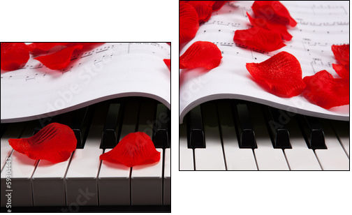 Piano keys and musical book - Two-piece canvas, Diptych