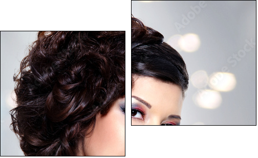 Young beautiful woman with modern hairstyle - Two-piece canvas, Diptych