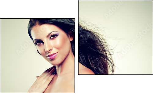 Beautiful brunette with long hair flying - Two-piece canvas, Diptych