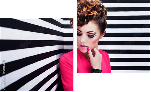 Beautiful young woman with professional party make up - Two-piece canvas, Diptych