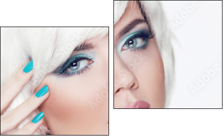 Blond girl. Jewelry. Makeup. Fashion Beauty Woman Portrait with - Two-piece canvas, Diptych