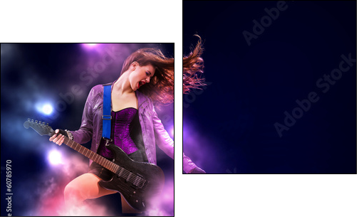 Rock passionate girl with black wings - Two-piece canvas, Diptych