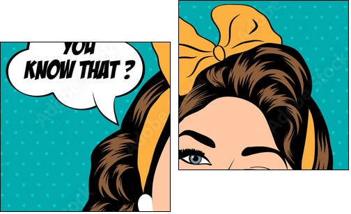 cute retro woman in comics style - Two-piece canvas, Diptych