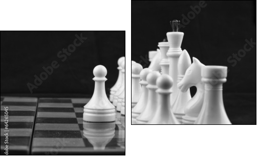 Chess white on black - Two-piece canvas, Diptych