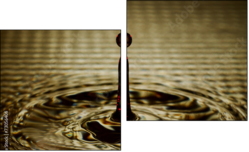 Water Drop Splash with Ripples - Two-piece canvas, Diptych