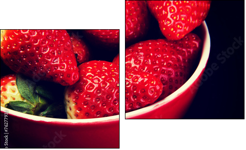 Fresh red strawberries in a bowl. - Two-piece canvas, Diptych