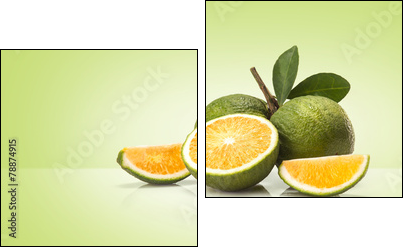 Green sweet oranges fruit - Two-piece canvas, Diptych