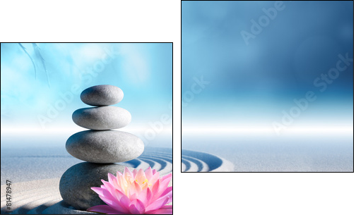 sand, lily and spa stones in zen garden - Two-piece canvas, Diptych