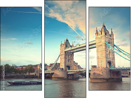 Tower bridge at sunset, London - Three-piece canvas, Triptych